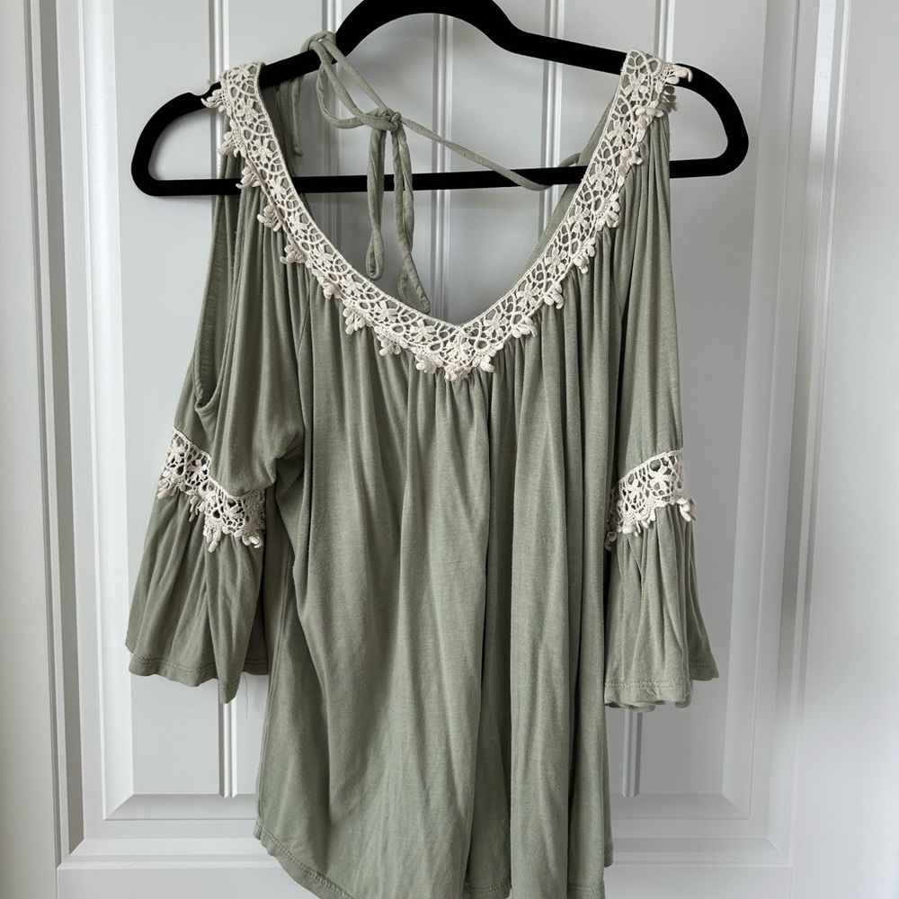 Elegant Sage Green Lace Blouse